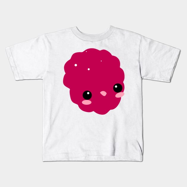 Happy Kawaii Raspberry Smiley Face Emoticon Kids T-Shirt by AnotherOne